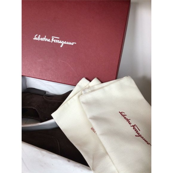 NEW SALVATORE FERRAGAMO Cap Toe Suede Oxfords, Taupe/Stone (Size 8 3E) - $775.00